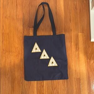 Tri Delta Navy Tote Bag with Gold Triangle Accents
